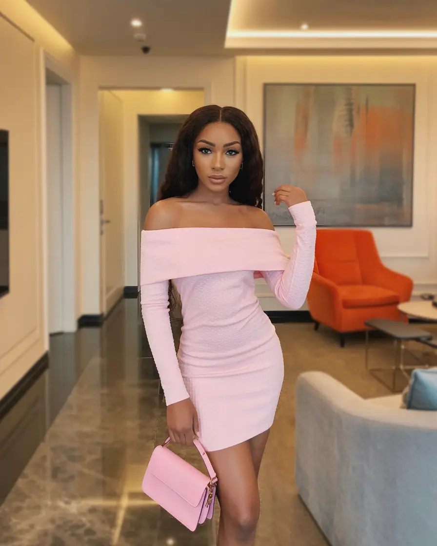 outfits for black women - Soft Pink Evening Glow