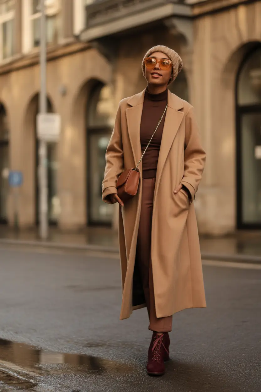 outfits for black women - Cozy Neutrals With Luxe Layering