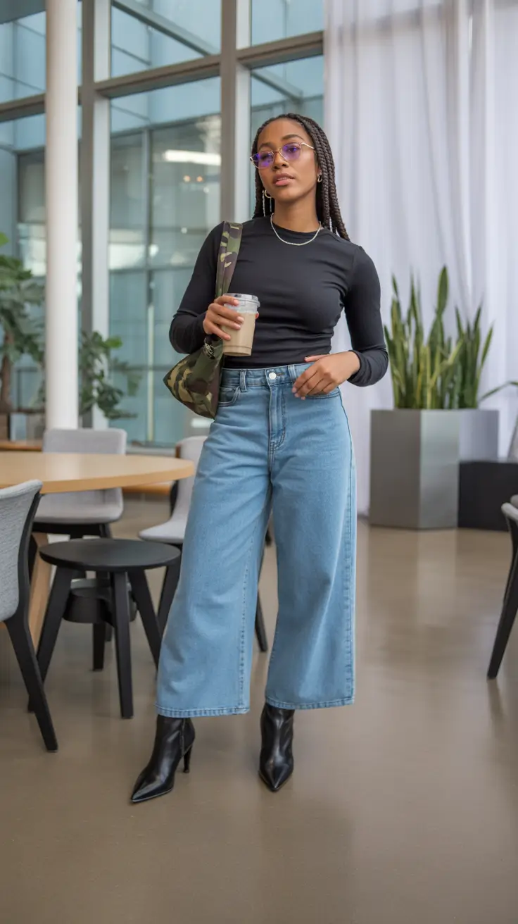 outfits for black women - Wide-Leg Denim Ease