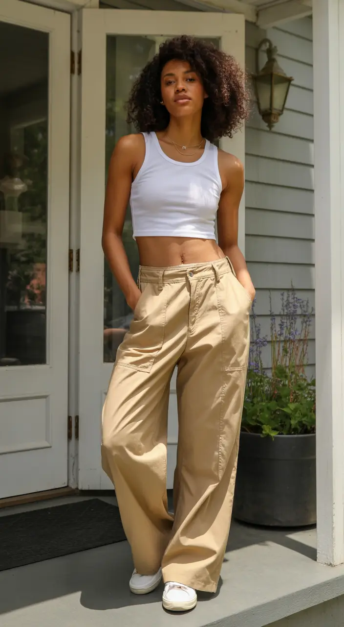 outfits for black women - Warm-Weather Minimalism With Cargo Ease