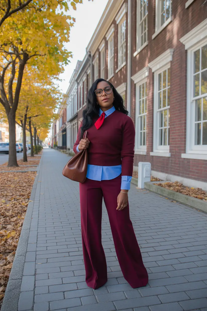 outfits for black women - Preppy Layers With a Playful Twist