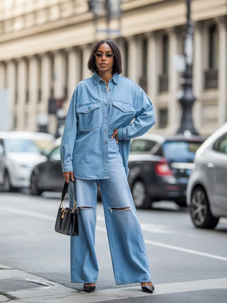 outfits for black women - Double Denim Done Right