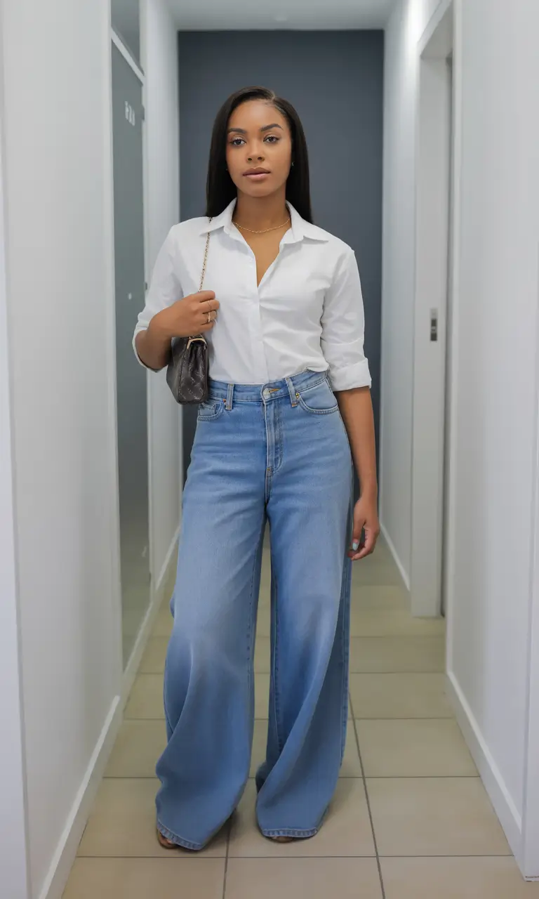 outfits for black women - White Shirt Freshness With Classic Denim