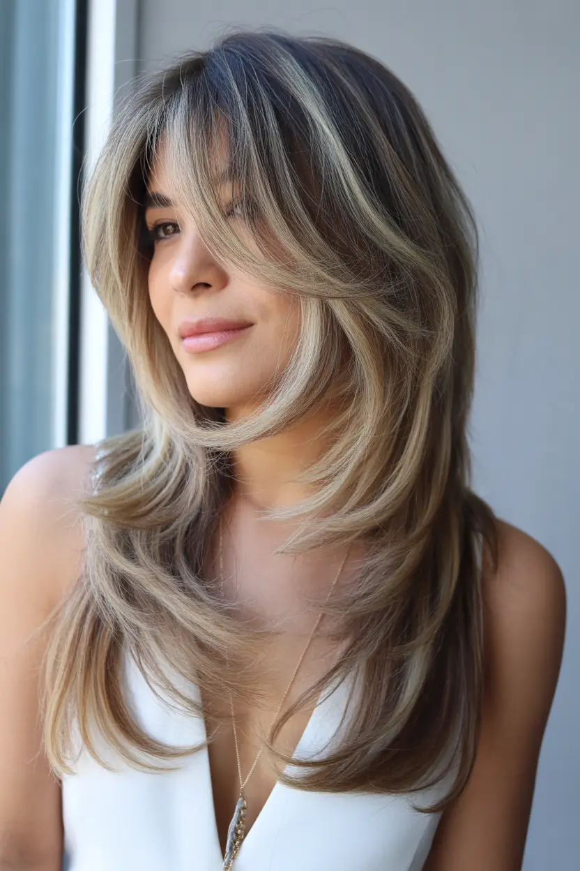 shag haircut Long Lived-In Blonde Shag With Airy Curtain Flow