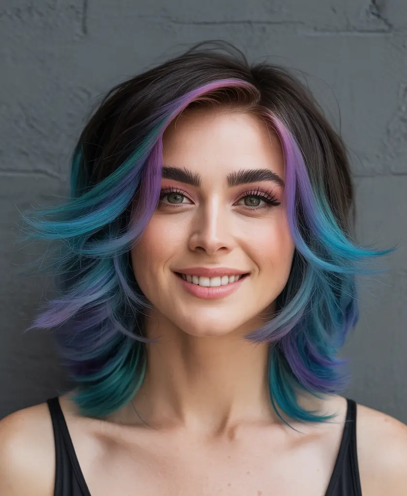 shag haircut Mermaid-Inspired Multi-Color Shag With Airy Motion