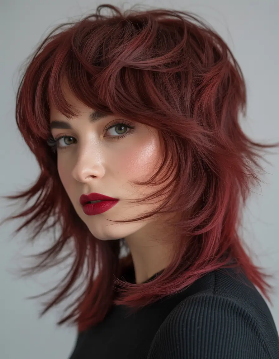 shag haircut Cranberry Feathered Wolf-Shag Hybrid With Fierce Attitude