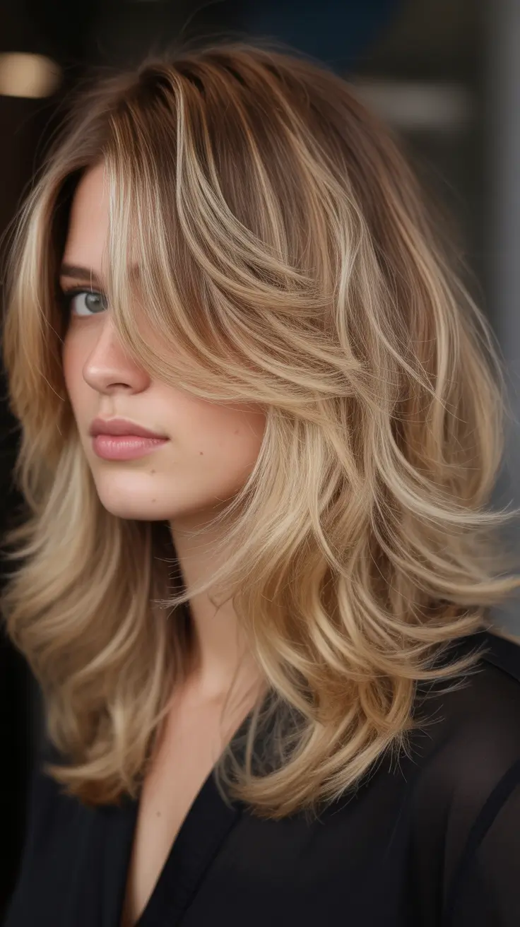 shag haircut Golden Blonde Feathered Shag With Sunlit Softness