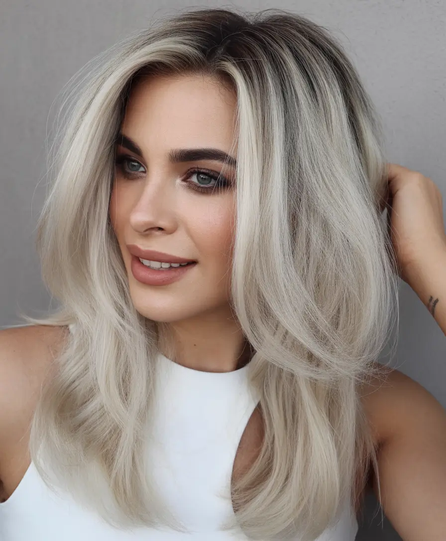 blonde hair color Soft Dimensional Rooted Blonde