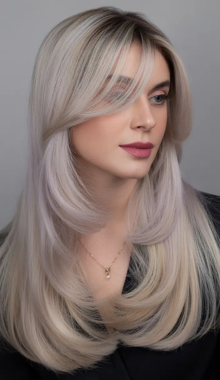 blonde hair color Pearlescent Lavender-Tinted Blonde