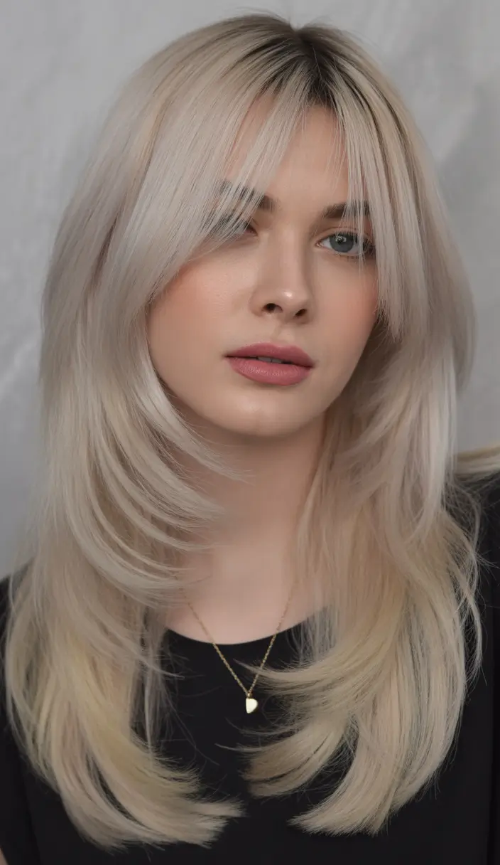 blonde hair color Soft Cream Beige Swoop Blonde