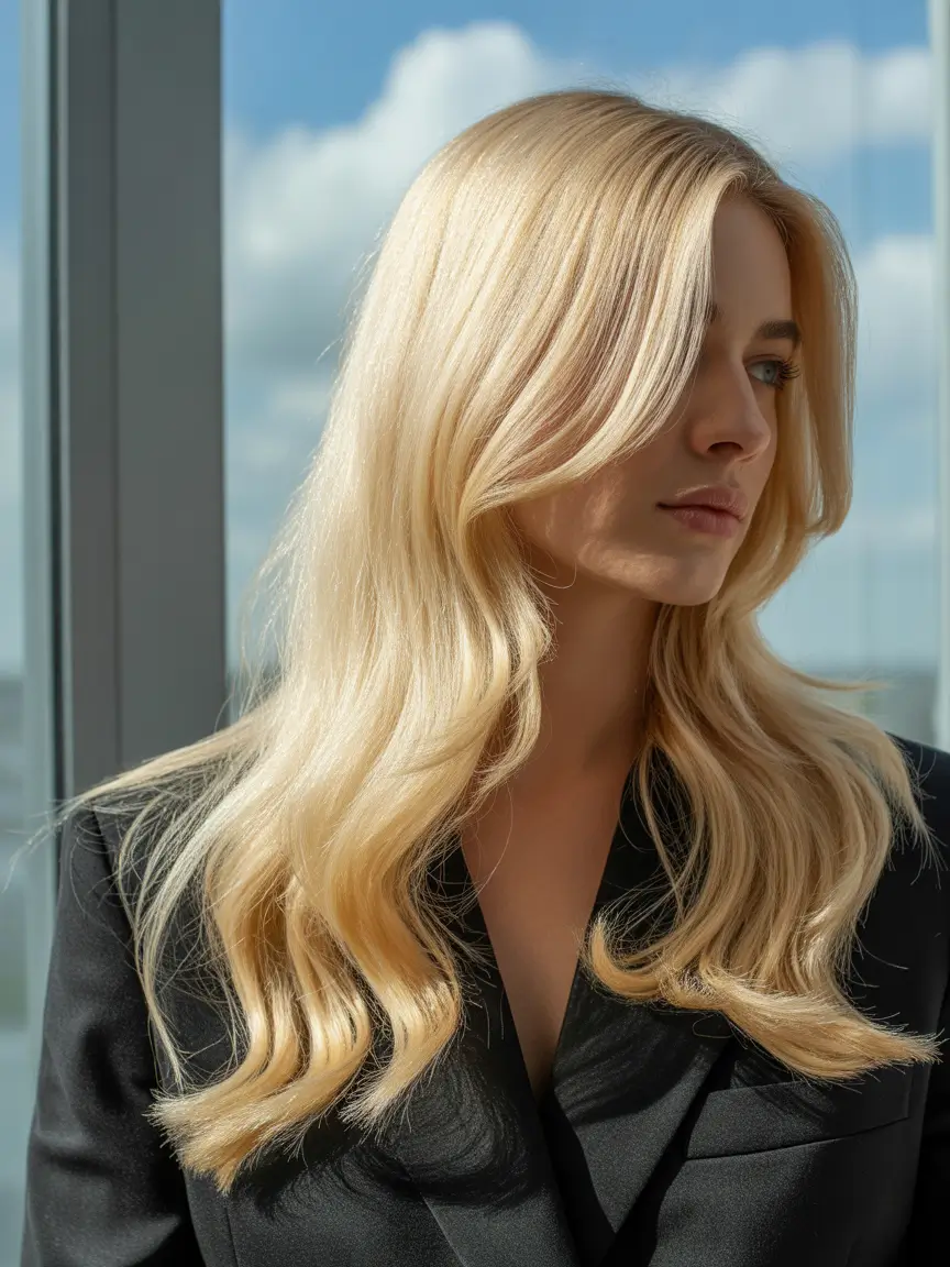 blonde hair color Sunlit Golden Volume Blonde