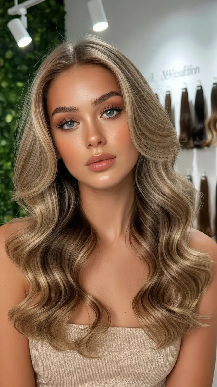 blonde hair color Soft Neutral Balayage Champagne Blonde