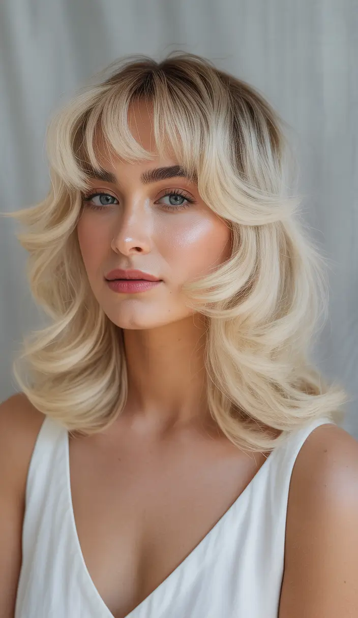 blonde hair color Buttercream Blonde With Curtain Layers