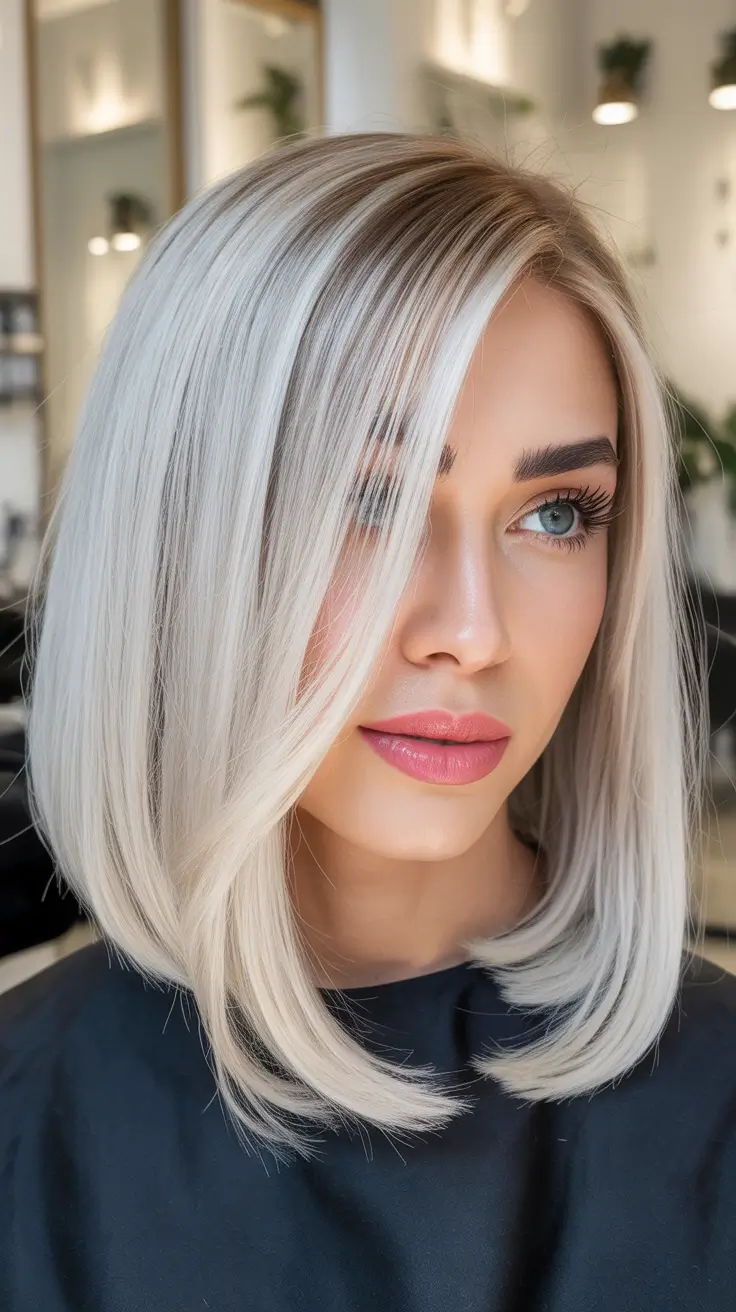 blonde hair color Precision-Cut Cool Blonde Bob