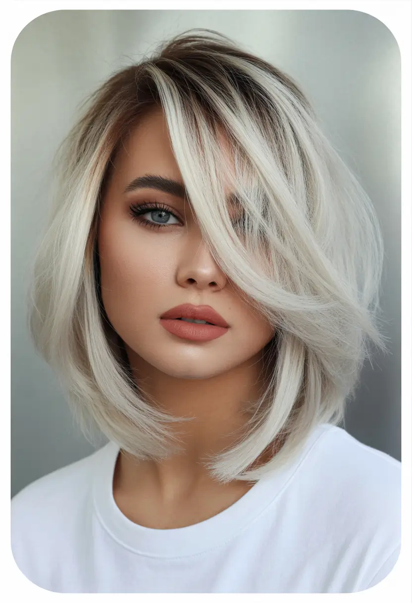 blonde hair color Textured Frosted Blonde Bob