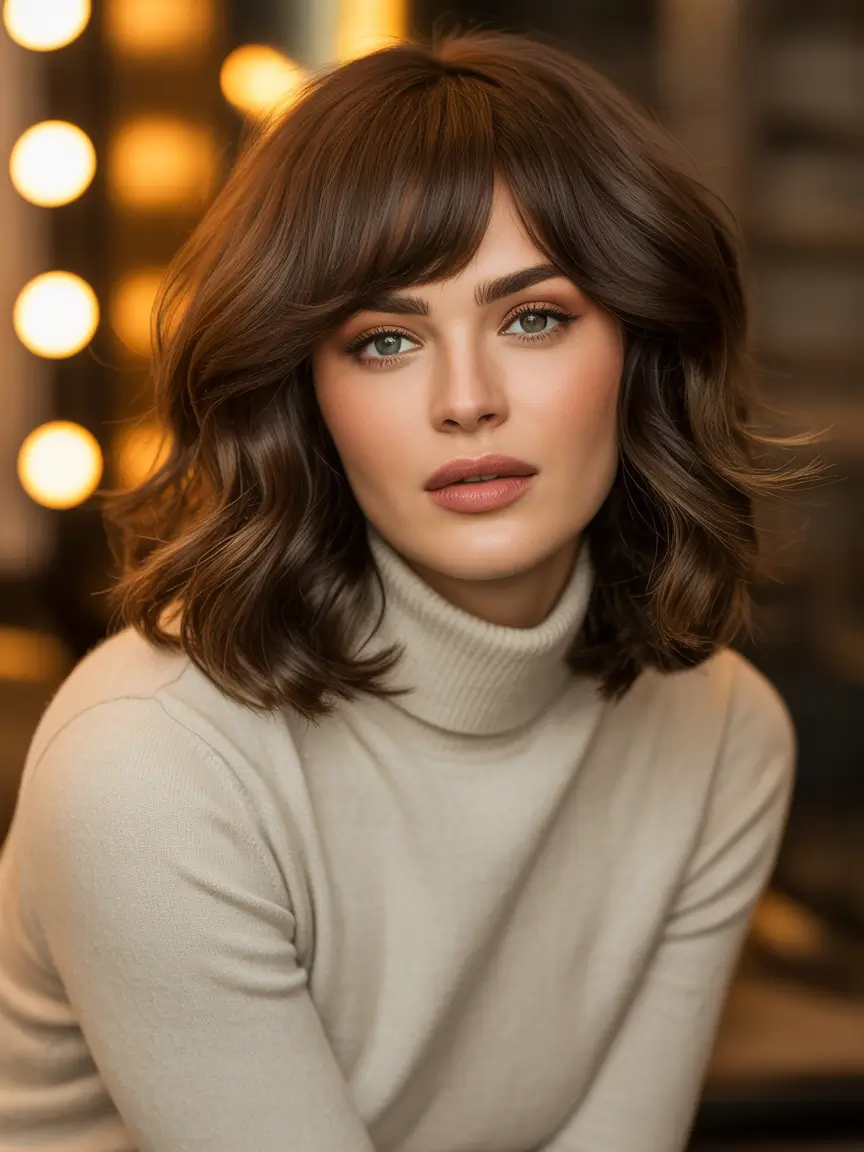 brown hair colors 2026 Soft Walnut Shag With Youthful Texture
