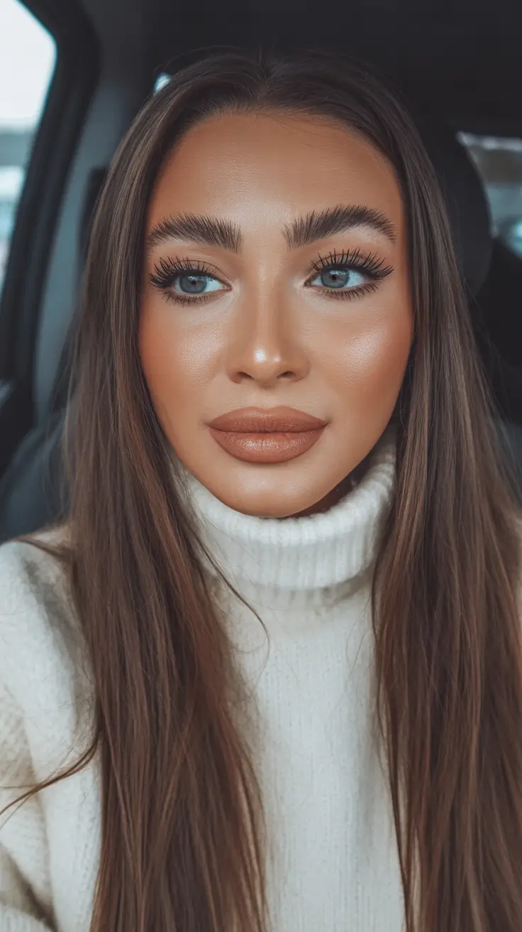 brown hair colors 2026 Red-Tinted Chestnut Brunette With Sleek Length