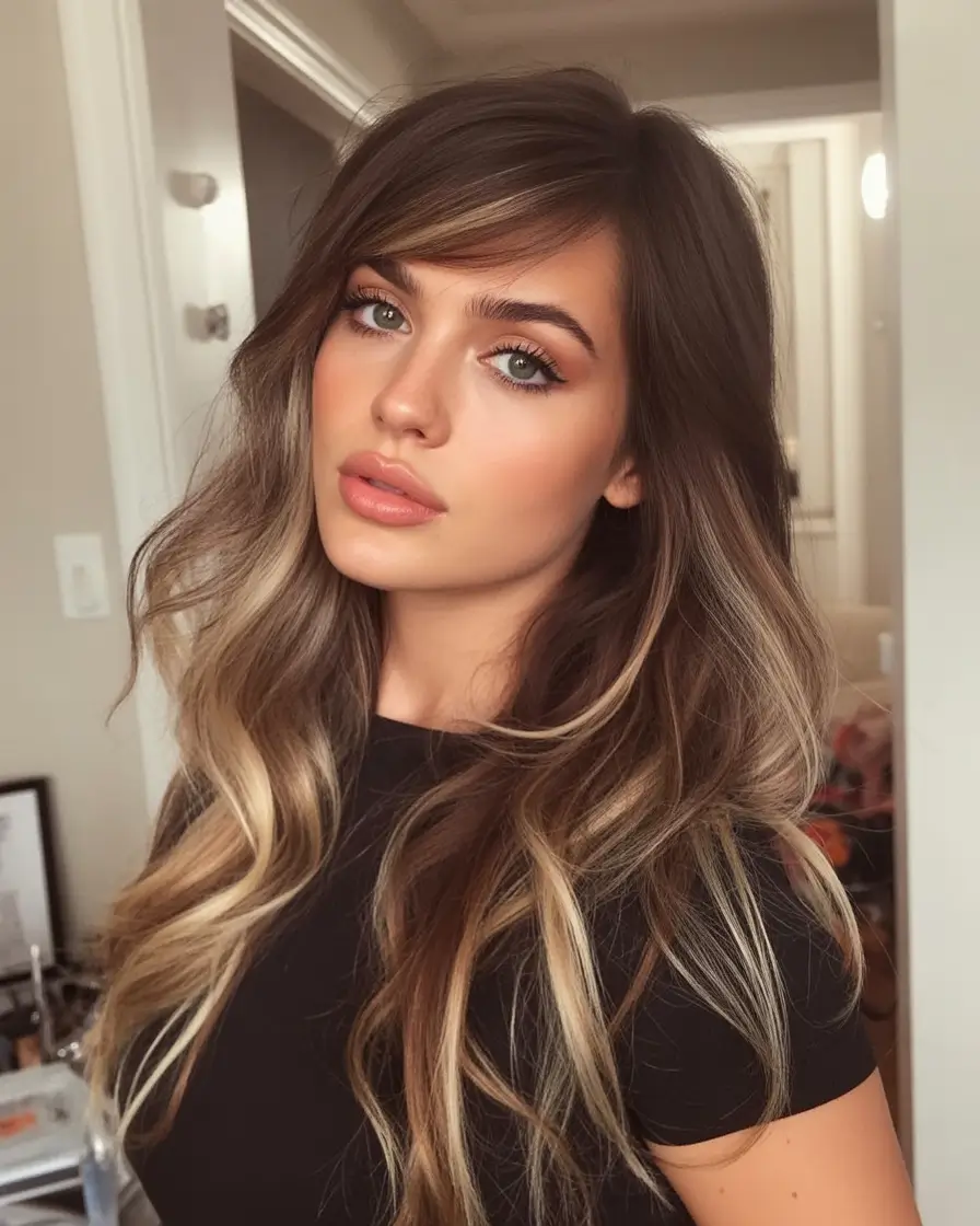 brown hair colors Cool Caramel Contour with Light Dimension