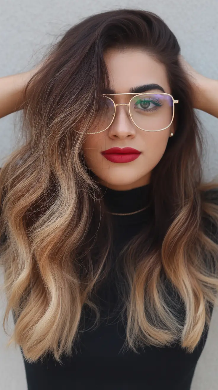 brown hair colors 2026 Golden Ombre Melt With Soft Caramel Depth