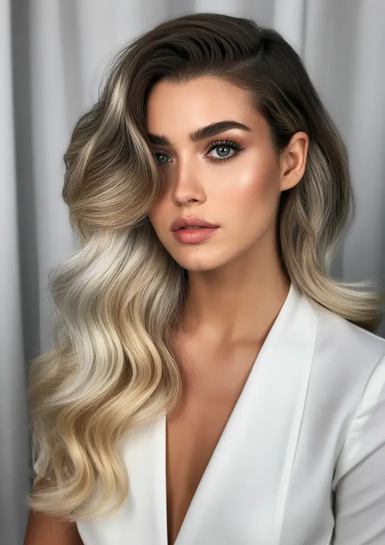 brunette hair color - Soft Melted Brunette With Lux Blonde Ends