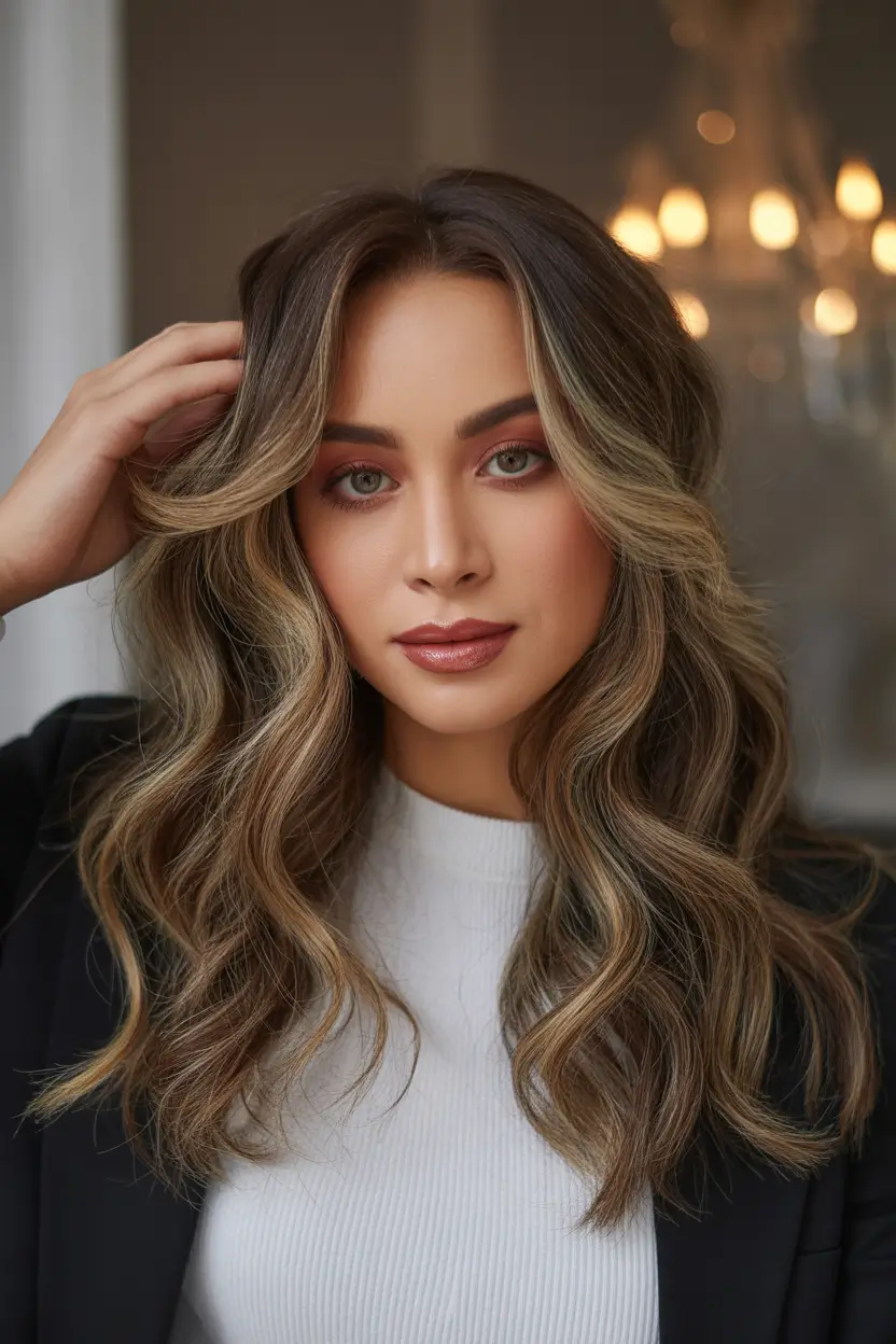 brunette hair color - Warm Brunette With Soft Buttery Highlights