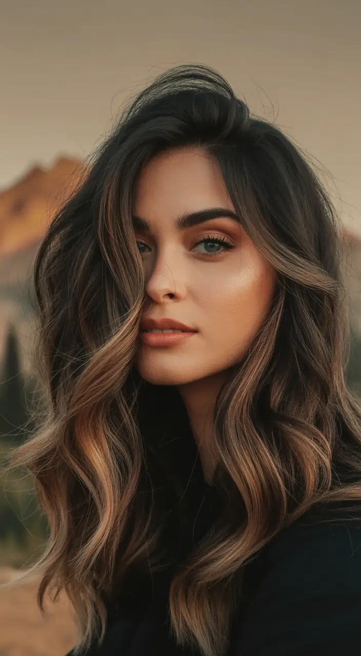 brunette hair color - Bronzed Brunette With Soft Sunrise Highlights
