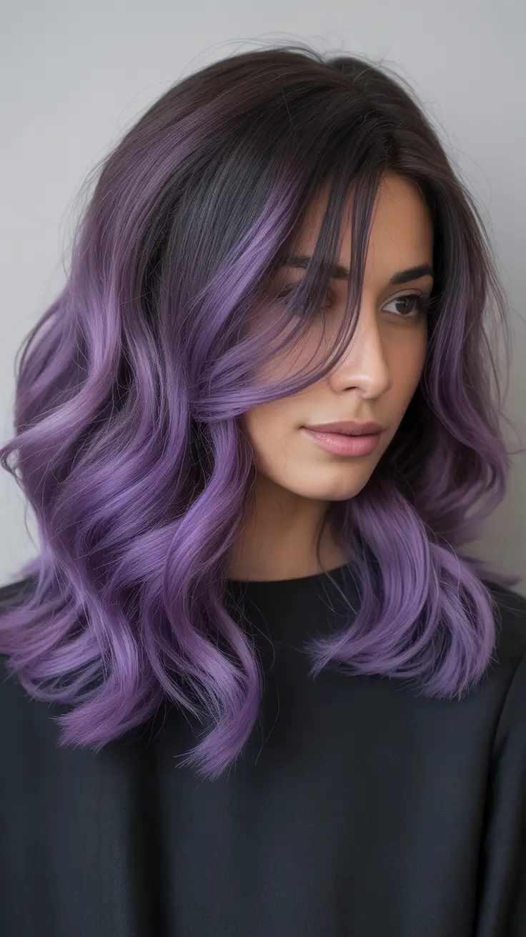brunette hair color - Lavender Melt on Smoky Brunette