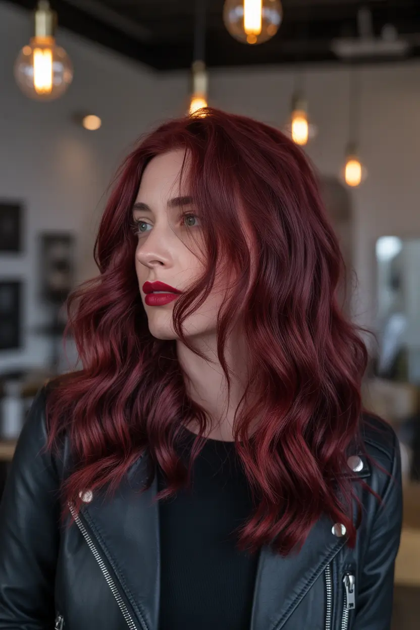 brunette hair color - Deep Ruby Brunette for Statement Style