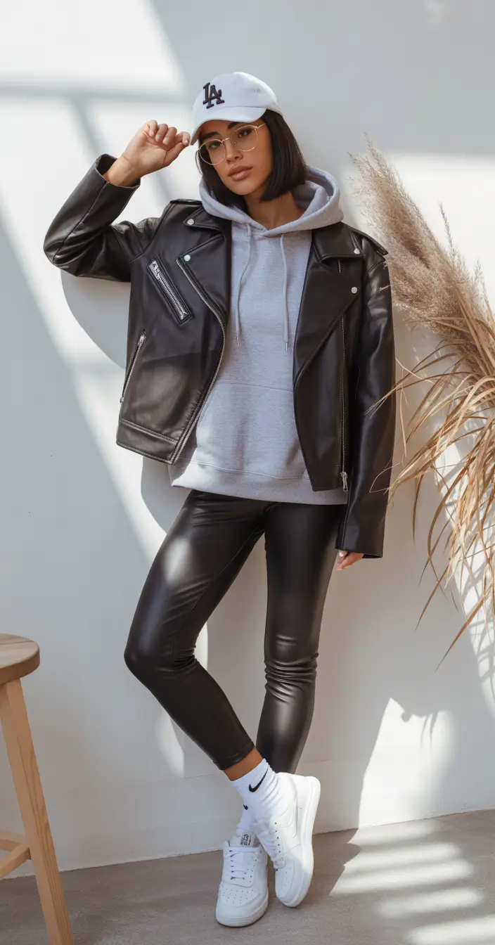 hoodie outfits Leather Street Attitude