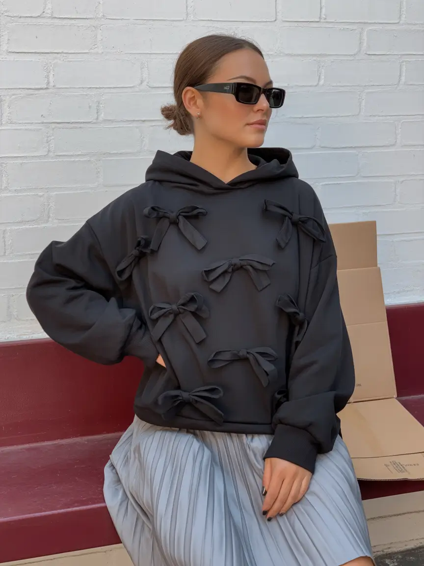 hoodie outfits Minimalist Bows & Urban Grace