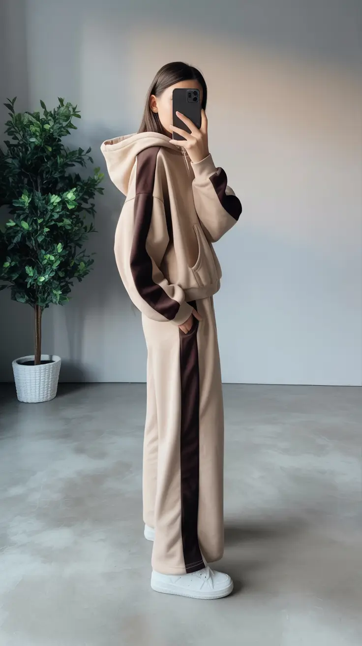 hoodie outfits Two-Tone Elegance