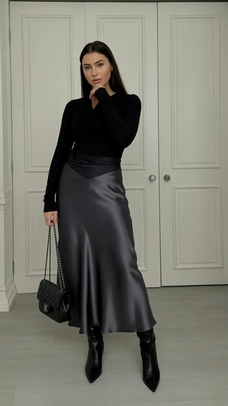 brunch-outfits-Satin-Noir-Sophistication