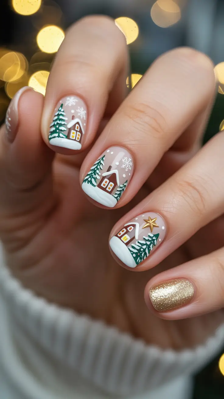 christmas-nails-gingerbread-cottage-charm