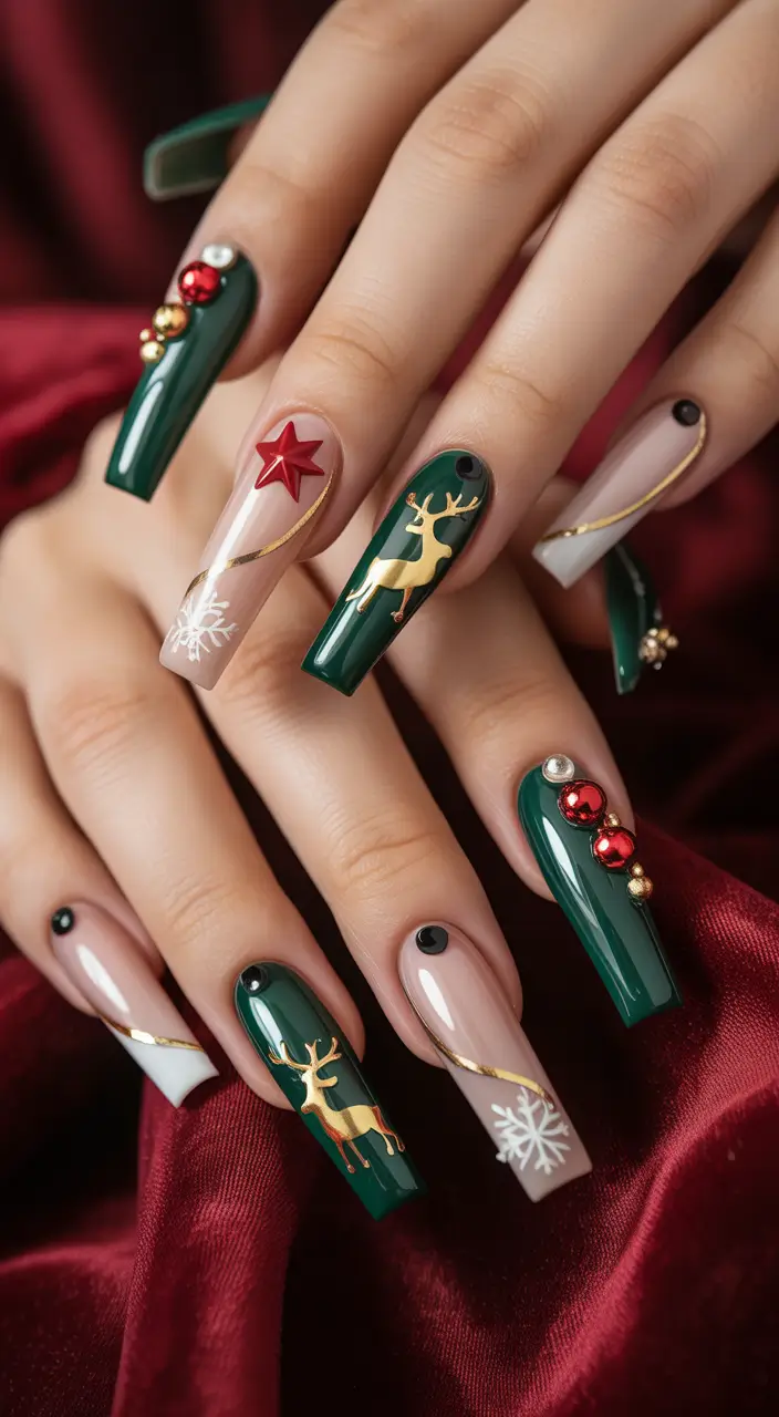 christmas-nails-emerald-reindeer-elegance