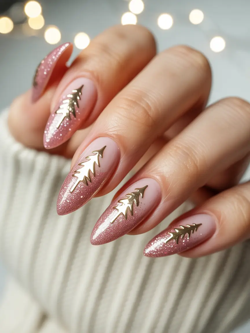 christmas-nails-golden-tree-glow