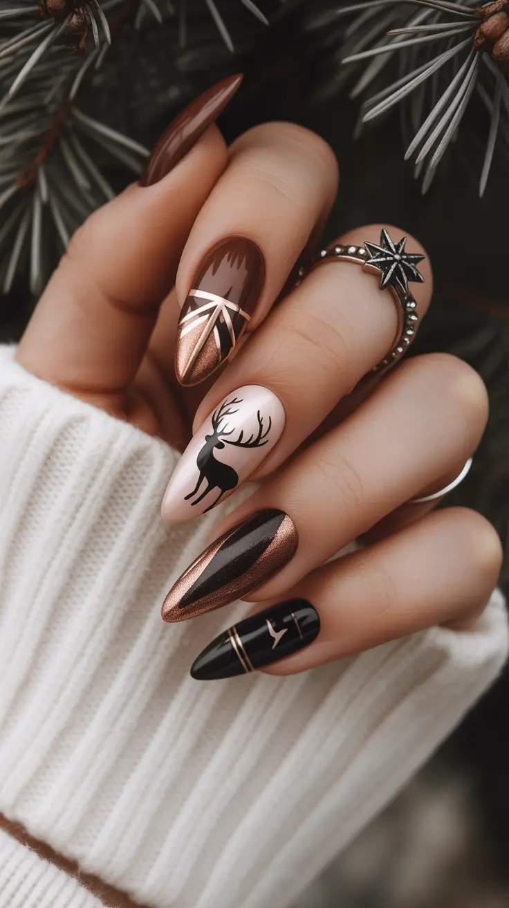 christmas-nails-bronzed-reindeer-elegance