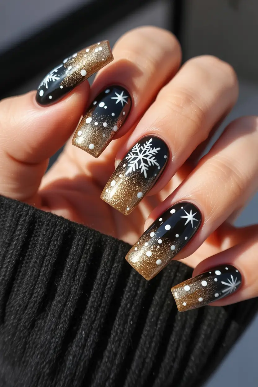 christmas-nails-golden-night-snowfall