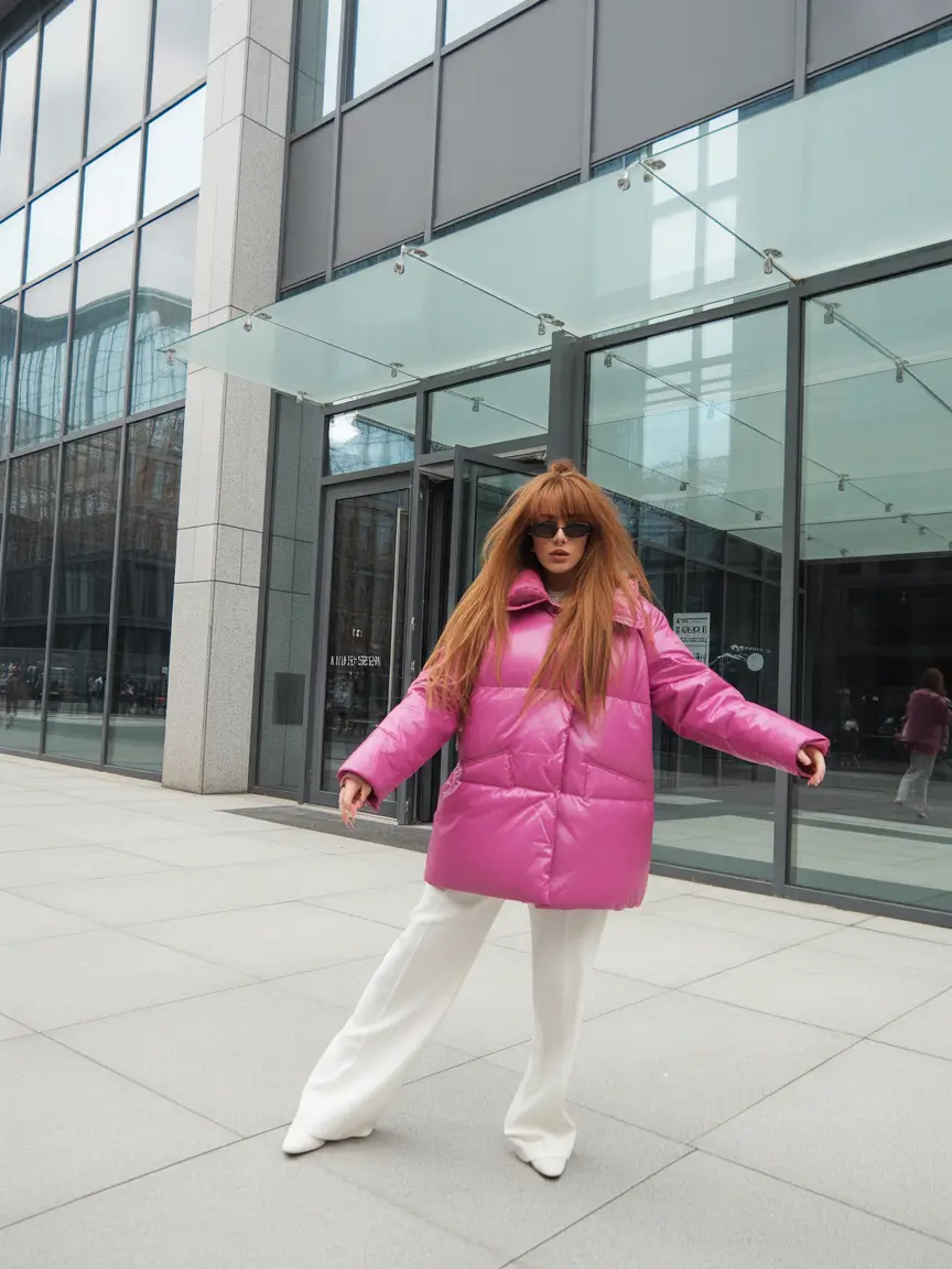 casual-outfits-for-women-2026-Pink-Puffer-Confidence