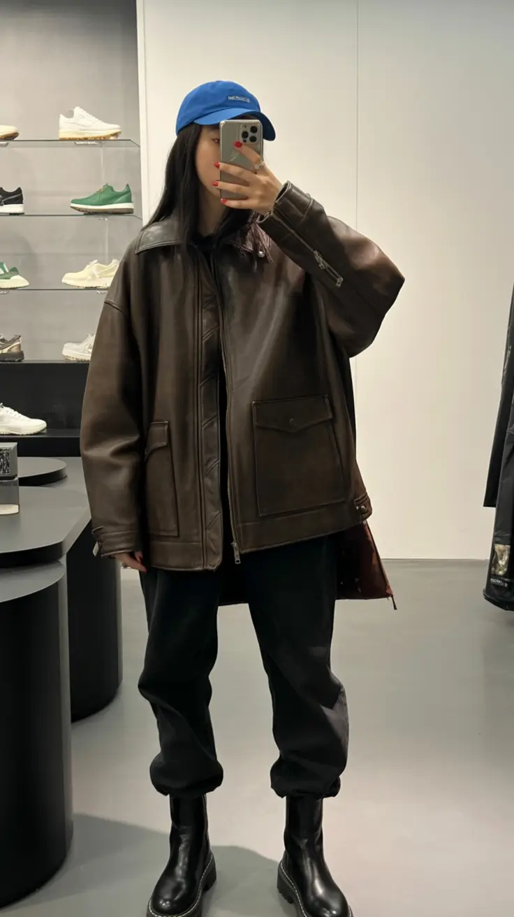 casual-outfits-for-women-2026-Leather-and-Denim-Cool