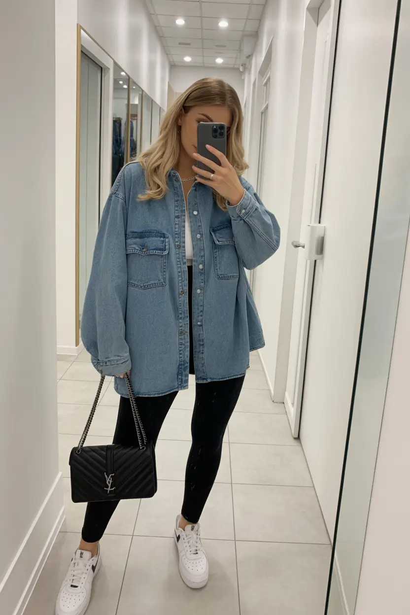curvy outfits Oversized Denim Comfort Layer
