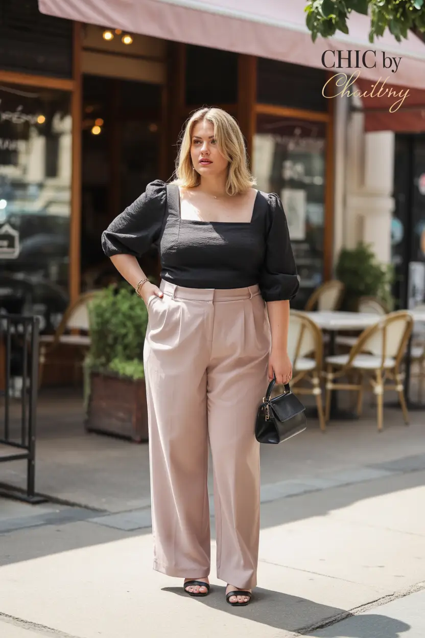 curvy outfits Soft Neutrals With Parisian Ease
