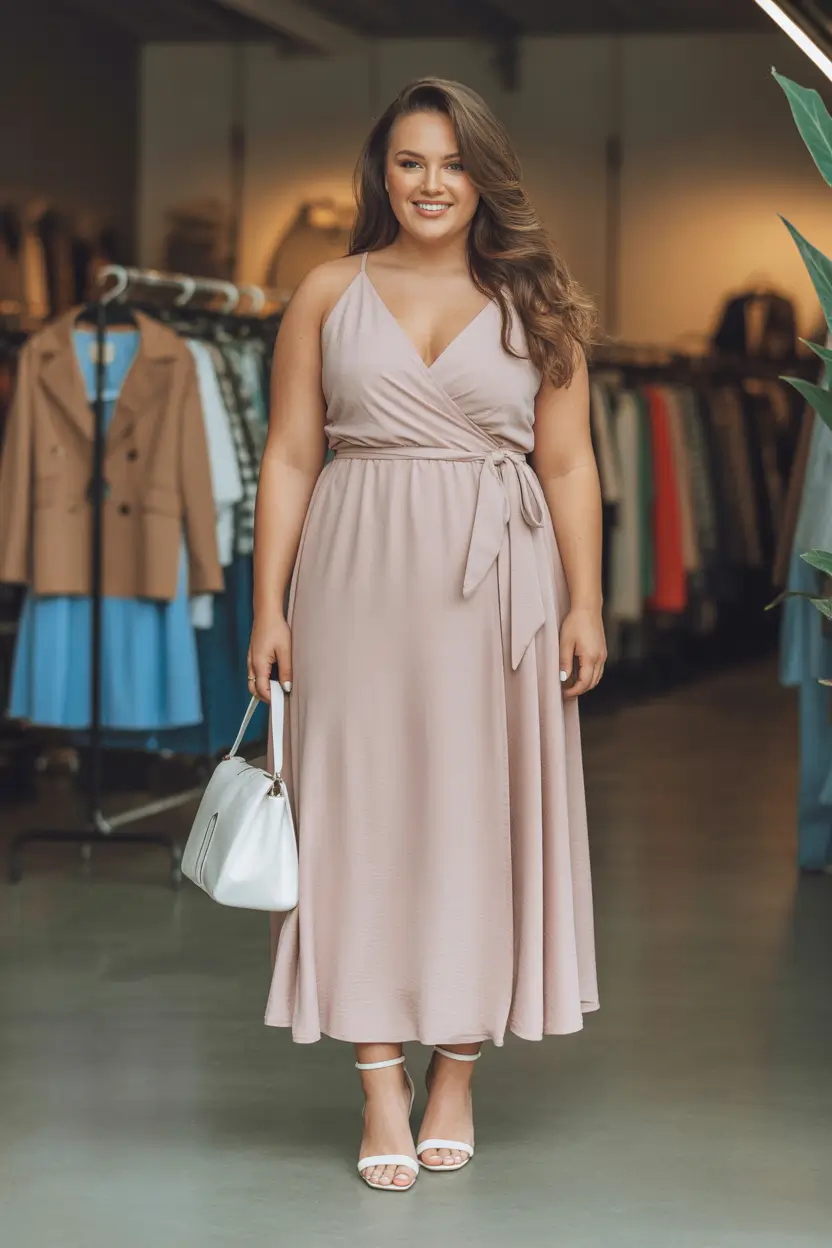 curvy outfits Wrap Dress in Blush Flow