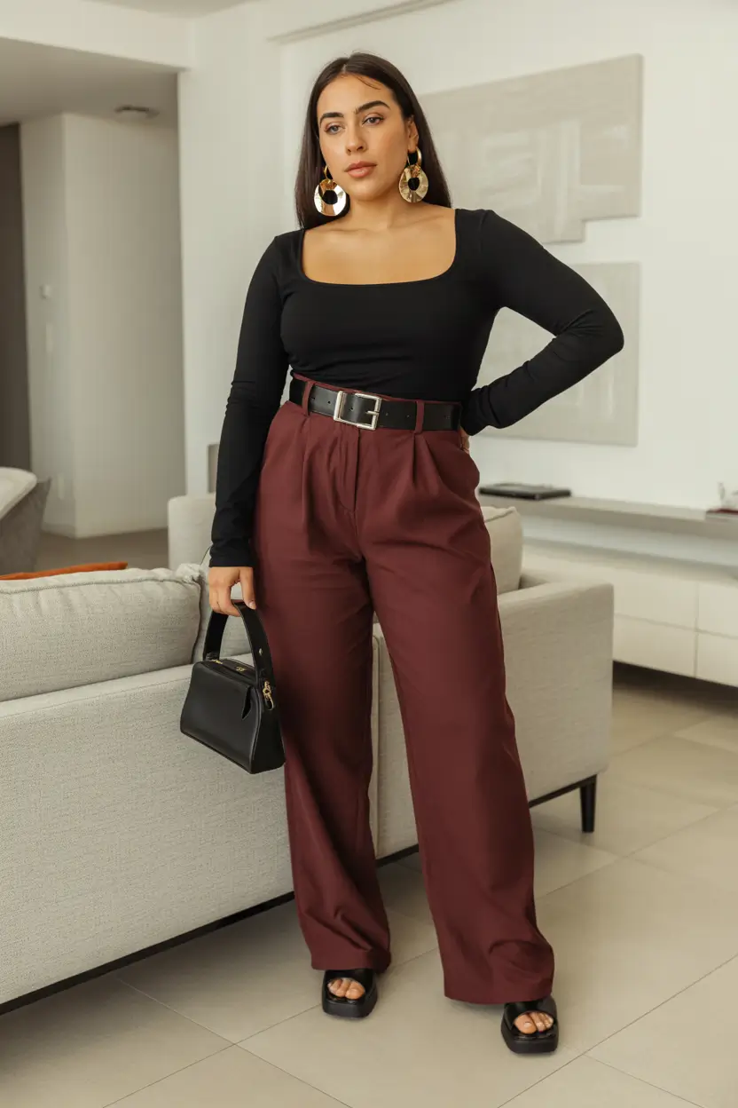 curvy outfits Chic Belted Minimalism