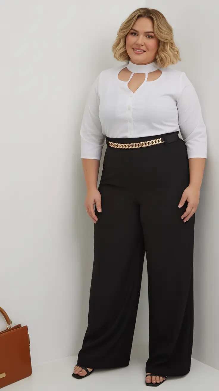 curvy outfits-Timeless Monochrome With Gold Accents