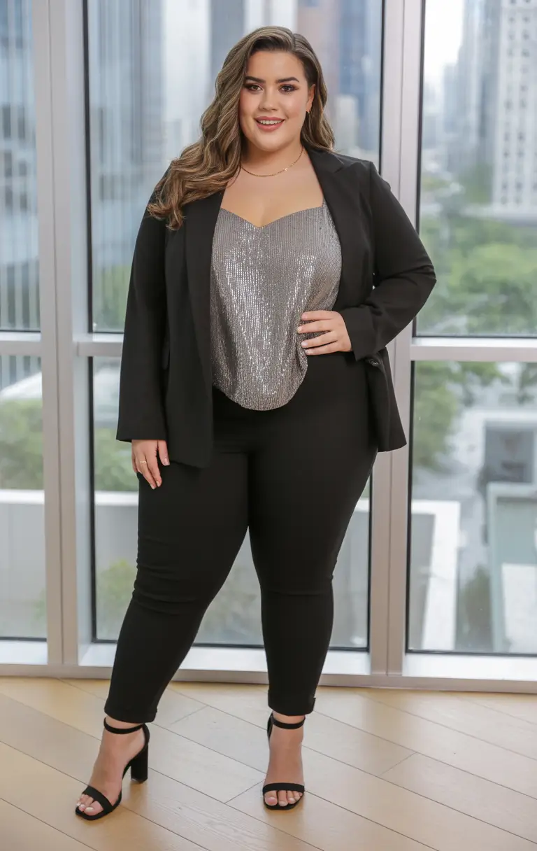 curvy outfits Nightfall Sparkle Power Suit