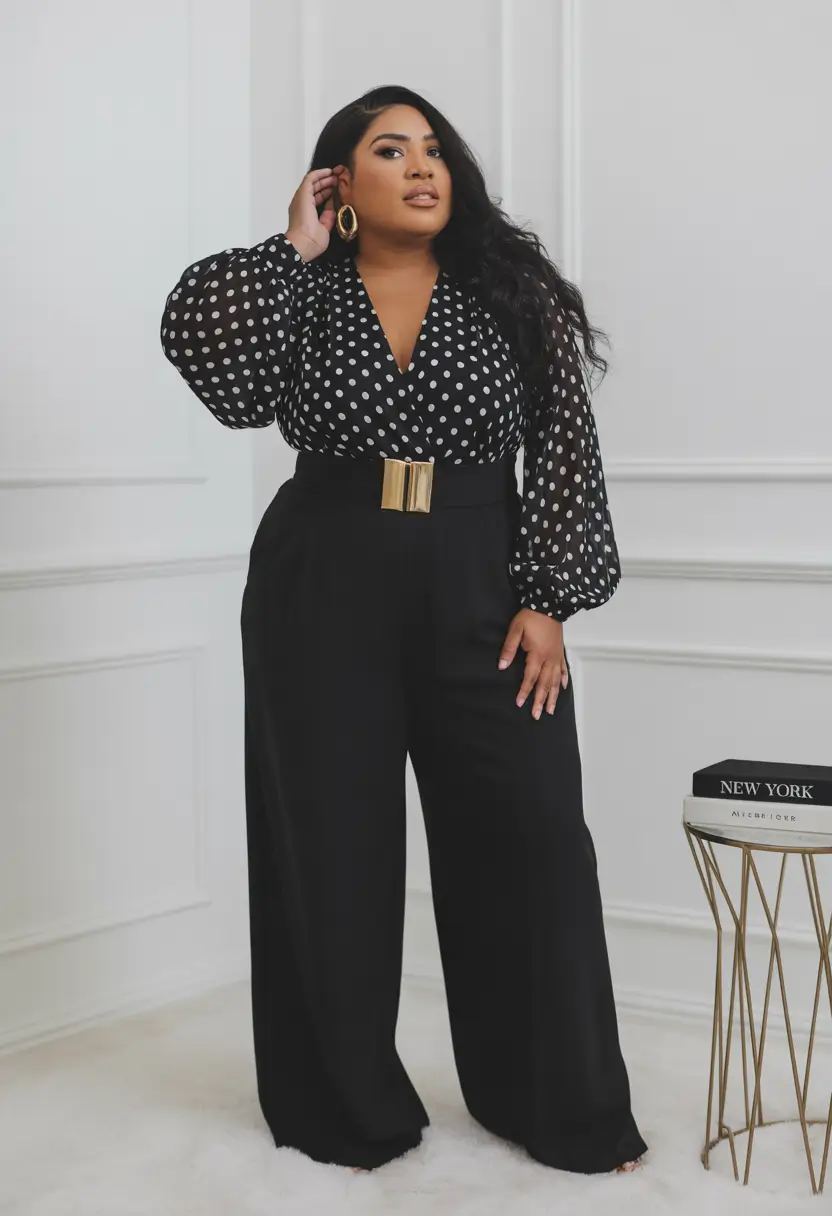 curvy outfits Polka-Dot Statement Elegance