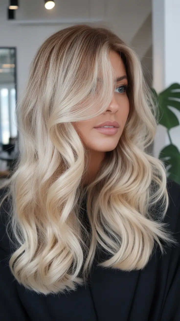 hair color trends Champagne Blonde Waves