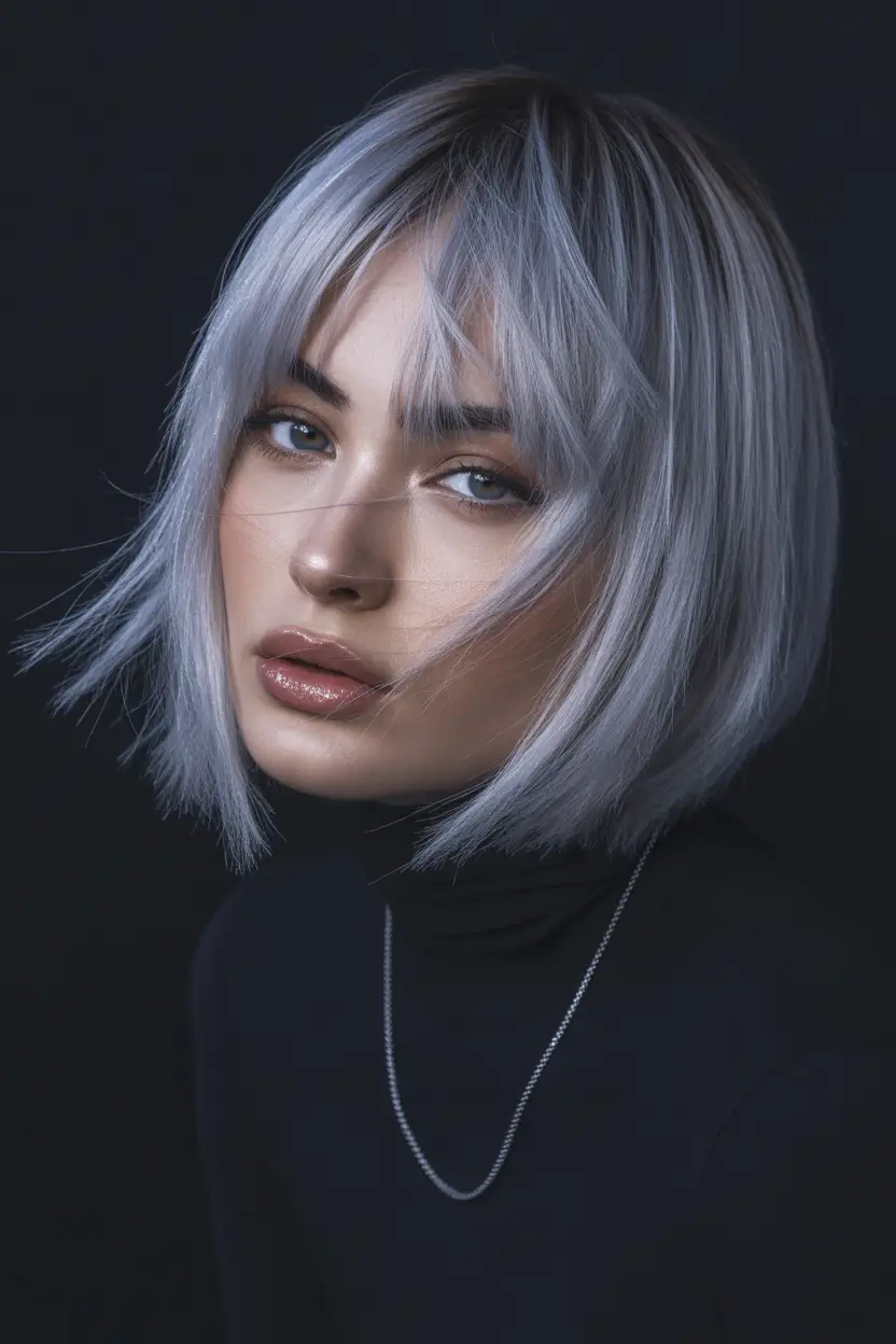 hair color trends Blue-Silver Bob