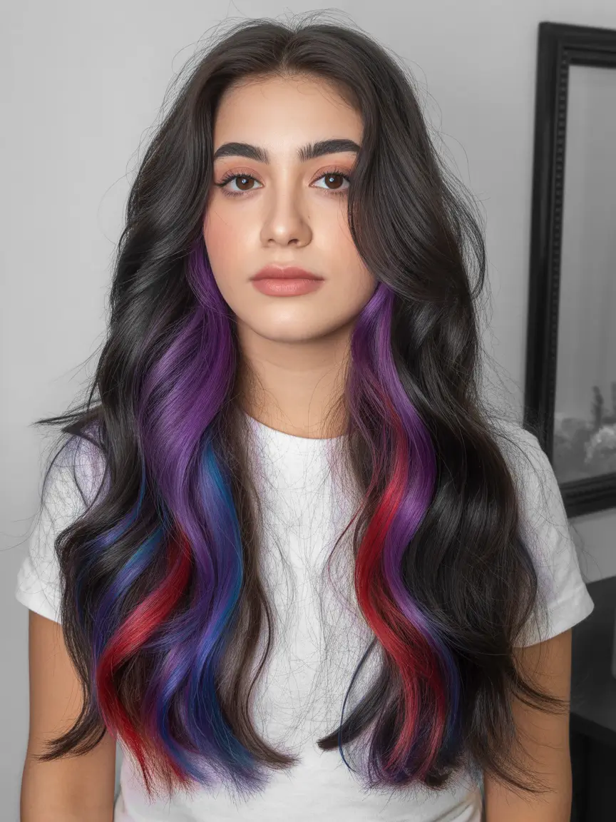hair color Vivid Peekaboo Streaks 2026