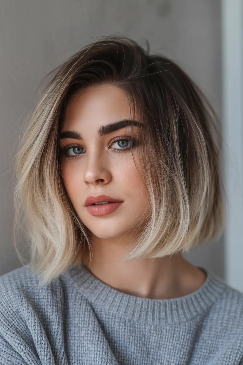 haircut for round face Blended Blonde Lob With Soft Texture